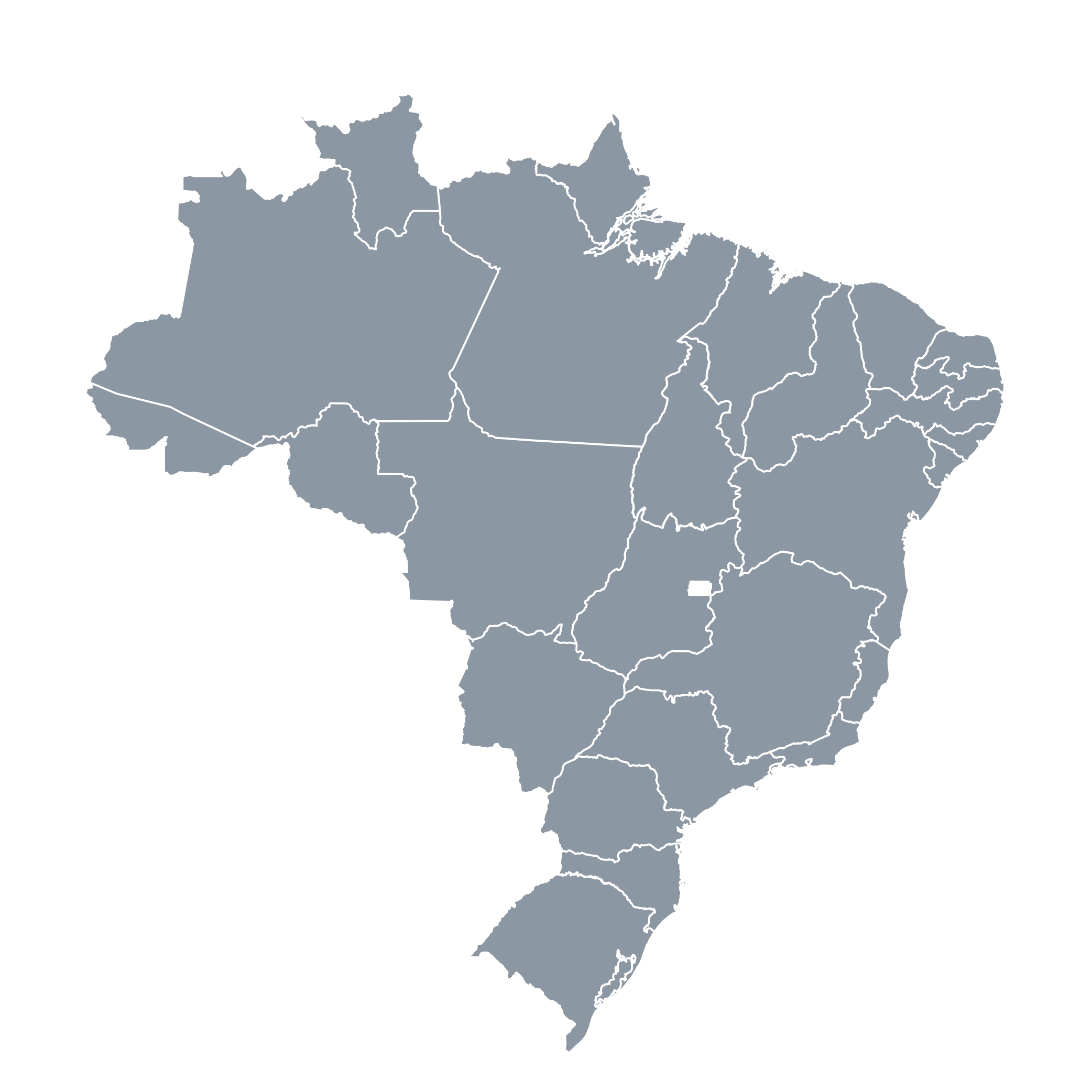 Mapa do Brasil com as unidades ALX